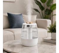 Humidifier for Bedroom - 2.2L Double Spray Cool Mist Humidifier, Colorful Warm Night Light and Humidity Display, Air-humidifier with 3 Modes, Waterless Auto-Off, Room Humidifier Small