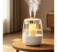 Humidifier for Bedroom, Air Humidifier, 1.3L Cool Mist Humidifier with Night Light, Bedroom Humidifier Quiet with UV Sterilizer and Digital Display, Room Humidifier Small for Plants, Office