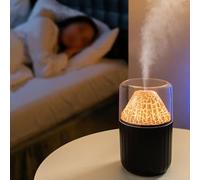 Humidifier with Flame Effect, USB Simulation Atmosphere Light Aroma Diffuser, Essential Oil Aromatherapy for Car Home(Black)