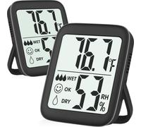 Humidity Gauge, 2 Pack Max Indoor Thermometer Hygrometer Humidity Meter Temperature and Humidity Monitor with Dual Sensors for Bed Room, Pet Reptile, Plant, Greenhouse, Basement, Humidor, Guitar