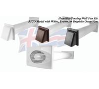 Humidity-Sensing Wall Fan Kit - Rico Model With Brown Outer Vent