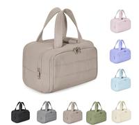 Humidity Travel Cosmetic Bag,Cureaway Cosmetic Bag,Large Capacity Wide-Open Cosmetic,for Womentraveling, Essentials Toiletries (Khaki)