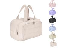 Humidity Travel Cosmetic Bag,Humidity Large Capacity Wide-Open Travel Cosmetic Bag,Lightweight Toiletry Organizer for Traveling,Wide-Opening Proof Organizer for Women (Light Beige)