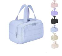 Humidity Travel Cosmetic Bag,Humidity Large Capacity Wide-Open Travel Cosmetic Bag,Lightweight Toiletry Organizer for Traveling,Wide-Opening Proof Organizer for Women (Blue)