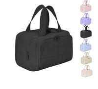 Humidity Travel Cosmetic Bag,Humidity Large Capacity Wide-Open Travel Cosmetic Bag,Lightweight Toiletry Organizer for Traveling,Wide-Opening Proof Organizer for Women (Black)