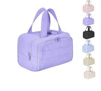 Humidity Travel Cosmetic Bag,Humidity Large Capacity Wide-Open Travel Cosmetic Bag,Lightweight Toiletry Organizer for Traveling,Wide-Opening Proof Organizer for Women (Light Purple)