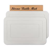 HUMIGA 2 Pack Stone Bath Mat, Diatomaceous Earth Shower Mat, Non-Slip Super Absorbent Quick Drying Bathroom Kitchen Floor Mat (Ash Gray, 24x15)