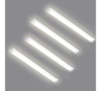 HUMIGA 4Pack 2FT LED Batten Light, 20W 1800LM Slim Profile Wide Tube Lighting for Ceiling of Indoor Home Garage Shop Office, PC Body,Neutral White 4000K
