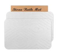 HUMIGA Stone Bath Mat, 2 Pack Diatomaceous Earth Shower Mat, Non-Slip Super Absorbent Quick Drying Bathroom Floor Mat (White,60x39CM)