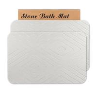 HUMIGA Stone Bath Mat, 2 Pack Diatomaceous Earth Shower Mat, Non-Slip Super Absorbent Quick Drying Bathroom Floor Mat (Off-White,60x39CM)
