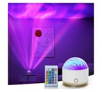 HUMIIEYE Northern Light Projector, Battery Operated Aurora Night Light Projector, 16 Colors Galaxy Lamp Ocean Wave Ceiling Projector Mood Ambient Lighting for Bedroom Party Kids Room Toddler Girl Gift