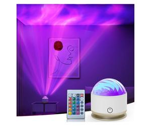 HUMIIEYE Northern Light Projector, Battery Operated Aurora Night Light Projector, 16 Colors Galaxy Lamp Ocean Wave Ceiling Projector Mood Ambient Lighting for Bedroom Party Kids Room Toddler Girl Gift