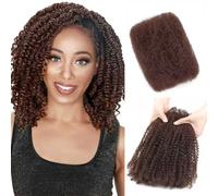 Humistwbiu Afro Kinkys Bulk Human Hair for Dreadlocks Extensions 30g/Pack Repair Locs/Twists/Braids 4C Afro Kinky Curly Human Hair Medium Brown 14 Inch 4#