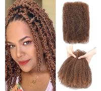 Humistwbiu Afro Kinkys Bulk Human Hair for Dreadlocks Extensions 30g/Pack Repair Locs/Twists/Braids 4C Afro Kinky Curly Human Hair Brown 16 Inch 30#