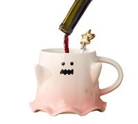 Humkopnl Ghost Shaped Coffee Cup | 460ml Spooky Ceramic Cup for Drinking Tea Water | Halloween Mugs with Handle for Cafe Kitchen Dining Room Living Room Study