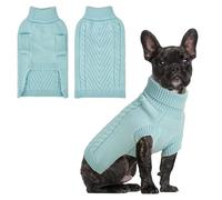 HUMLANJ Turtleneck Pullover Dog Sweater with Leash Hole, Thick Warm Doggie Sweatshirt for Cold Weather, Half Sleeve Twill Knitwear Large Pet Sweater for Medium Large Dogs SM Bule