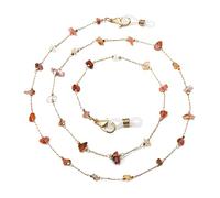 humlbird Eyeglass Chain for Women Stylish Mask Lanyard Natural Crystal Mask Chain Eye Glasses Holder Strap, Orange, S
