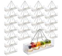 Hummcqit 24 Pcs Clear Cupcake Boxes with Handle, 4 Bakery Cake Boxes, Rectangular Cupcake Containers for Cupcakes, Dessert, Muffins, Party, Mother's Day, Wedding