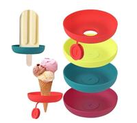 Hummcqit 4PCS Ice Cream Stand Silicone Popsicle Stand Leakproof Ice Cream Stand Ice Lolly Holder Drip Catcher Ice Cream Pop Holder for Pool Party Home Gadget (4pcs)