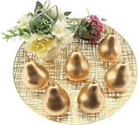 Hummcqit 6 PCS Artificial Golden Apples Simulated Fruit Foam Gold Apple/Pear/Banana Party Home Decoration Holiday Ornaments Props Model Toys Fake Plastic Fruits Props (Golden Pear,6PCS)