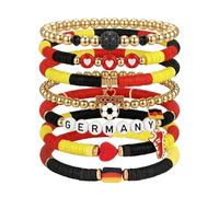 Hummcqit 8 Pack Spain 2026 World Cup Soccer Bracelets, Stretchy Beaded Wristbands with Flag and Trophy Charms for Fans, Team Game Day Party Favor