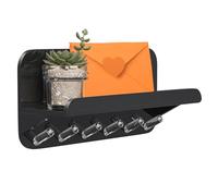 Hummcqit Black Acrylic Key Holder Wall Mount with Shelf and 6 Clear Hooks, Entryway Mail Organiser and Key Rack for Hallway Kitchen Office Living Room Decor