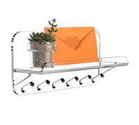 Hummcqit Black Acrylic Key Holder Wall Mount with Shelf and 6 Clear Hooks, Entryway Mail Organiser and Key Rack for Hallway Kitchen Office Living Room Decor