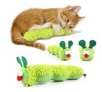 Hummcqit Cat Catnip Toy for Indoor Cats, Soft Cat Chew Toy for Teeth Cleaning, Bite-Resistant Plush Caterpillar Design, Dental Health Benefits Interactive Cat Toy (Green,9.1in)
