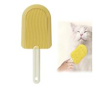 Hummcqit Cat Tongue Comb, Portable Cat Tongue Brush, Pet Grooming Brush, Pet Ice Cream Massage Comb, Cat Tongue Licking Hair Comb, Soft Silicone Pet Brush for Cats, for Pets Shedding (7.8in,Yellow)