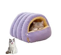 Hummcqit Cozy Cat Bed, Pet Cave for Indoor Cats, Soft and Warm House Tent Bed,Removable Washable Dual-Purpose Pet Nest,Winter Warm Kitten Bed (Purple,L)
