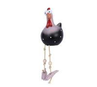 Hummcqit Funny Resin Rooster Garden Statue 8.5x28x16cm Whimsical Chicken Sculpture with Big Eyes Sitting on Stool for Outdoor Yard Patio Farmhouse Porch Display