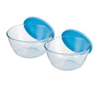Hummcqit Glass Sourdough Mixing Bowls with Lids, 2-Pack Large Capacity Clear Bowls, 4.76 Quart for Bread Making, Perfect for Mixing, Proofing, Storing Dough