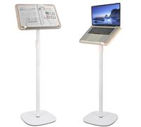 Hummcqit Height Adjustable 50 to 170CM Standing Reading Stand with Foldable, Hands-Free Wooden Book Reading Laptop Stand Holder Portable Tablet Desk for Book Laptop Music and Recipes