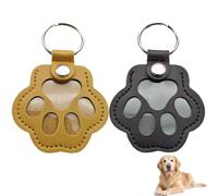Hummcqit Pet Hair Keepsake Box for Dog, Pets Hair Storage Pouch Fur Memorial Keyring Keychains for Pet Commemorative, Dog Cat Paw Shape Leather Keychain Pendant (Yellow+Black,2.4 * 3.5in)