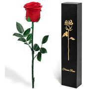 Hummcqit Single Preserved Red Rose in Box Vase Gift for Women Long Stem Forever Flowers for Valentine’s Day Mother’s Day