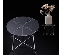 Hummcqit Sturdy Clear Acrylic 6 Inch Mini Plant Stand for Indoor Plants, Round Desktop Flower Pot Holder Shelf, Modern Display Riser for Small Planters, Candles, and Tabletop Decor