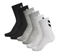 Hummel Chevon Mid-Cut Socks 6-Pack White/Black/Grey Size 41-45 (EU) for Running and Training