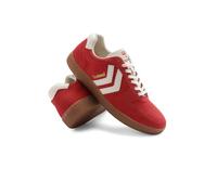 hummel Classic Verve Men's Casual Suede Trainers Lightweight with Improved Comfort Padded Insole and Non-Slip, red white, 11 UK