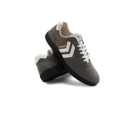 hummel Classic Verve Mens Suede Leather Casual Trainers Lightweight Trainers with Cushioned Non Slip Insole, Grey and White, 11 UK