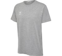 hummel GO 2.0 Men's Short-Sleeved Sports Shirt, Training Shirt for Fitness, Sports and Leisure, Made from 100% Organic Cotton, Comfortable Fit, Stretch Jersey Fabric and Crew Neck Grey Melange