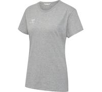 hummel GO 2.0 T-Shirt S/S Women's Short Sleeve Sports Shirt for Sports, Fitness and Leisure - Basic Shirt Made of 100% Organic Cotton - Stretchy Material - Crew Neck Grey Melange
