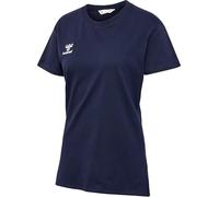 hummel GO 2.0 Women's Short-Sleeved Sports Shirt for Sports, Fitness and Leisure, Basic Shirt Made of 100% Organic Cotton, Stretchy Material, Crew Neck Marine