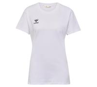 hummel GO 2.0 Women's Short-Sleeved Sports Shirt for Sports, Fitness and Leisure, Basic Shirt Made of 100% Organic Cotton, Stretchy Material, Crew Neck White