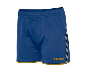 hummel Hmlauthentic Women's Polyester Shorts, Womens, Shorts, 204926-7724-XS, True Blue/Sports Yellow, XS