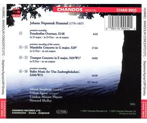 HUMMEL: MANDOLIN CONCERTO; TRUMPET CONCERTO; FREUDENFEST OVERTURE; ETC. NEW CD