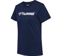 hummel Mover Women's Short-Sleeved Sports Shirt for Fitness, Gym, Sports & Everyday Use T-Shirt Made of Soft Jersey Fabric (100% Cotton) - Regular Fit Blue