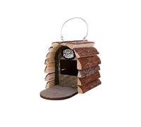 Humming Bird Houses for Outdoor Hanging, Natural Pine Wood Bird Nesting Box with Bark & Moss Decor, Rustic Log House, Easy Clean Hanging Birdhouse for Garden Yard Decor
