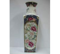 Humming Bird Porcelain BLUE COLOURWAY SQUARE VASE Height 8 Inch - 20 cm
