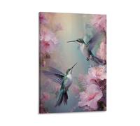 Humming Bird Printed Canvas Posters Contemporary Happiness Flower Animal Wall Decor for Living Rooms Bedroom Wall Art