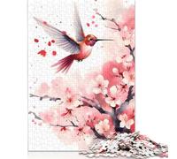 Humming Bird Watercolor Puzzle 500 Pieces Jigsaws Wooden Puzzle for Adults And Teenager Puzzles for Adults 500pcs (52x38cm)